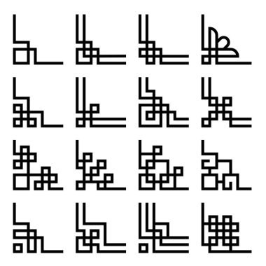 Geleneksel Çin doğulu dekoratif sınır unsurları - düzenlenebilir vuruş