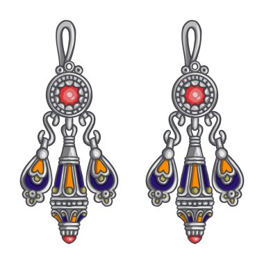 Fine Berber Earrings Algerian jewelry clipart