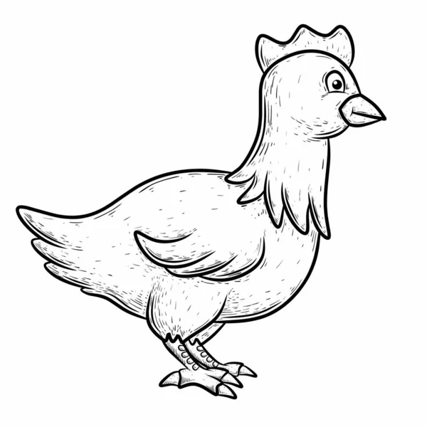Vector Illustration Cartoon Rooster Coloring Page Coloring Book — Stock Vector