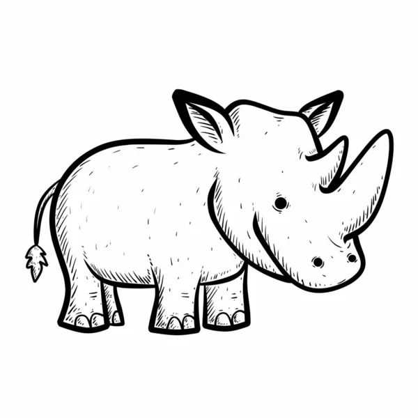Sketch Rhino Isolated White — Stock Vector