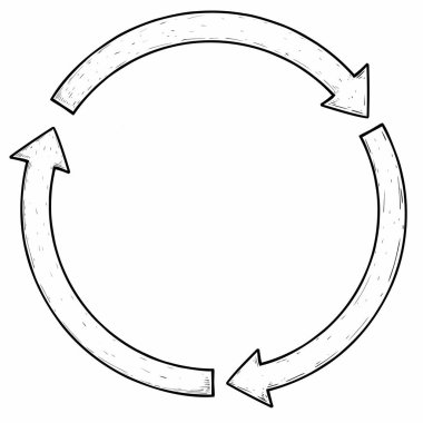 Çember okları ve dairesel oklar, vektör illüstrasyonu, karalama simgesi resmi.