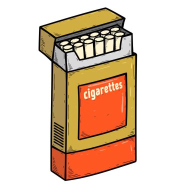 Bir kutuda sigara. çizgi film vektör çizim biçimi illüstrasyonu.