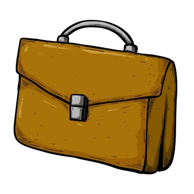 Beyaz arka planda izole edilmiş kahverengi bir bavul çizimi..