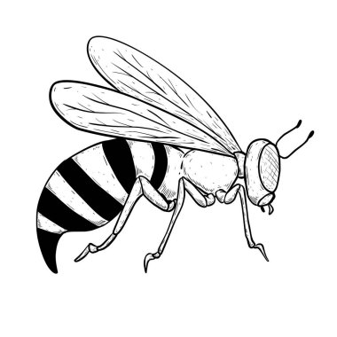 Beyaz arka planda bir arı. vektör illüstrasyonu.