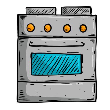 Siyah beyaz bir fırının çizimi