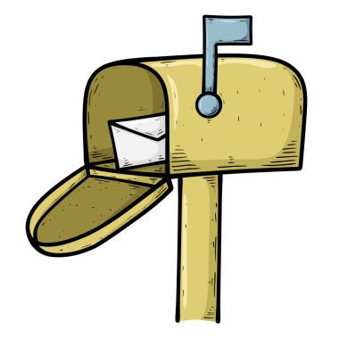 Beyaz arkaplanda çizgi film posta kutusu