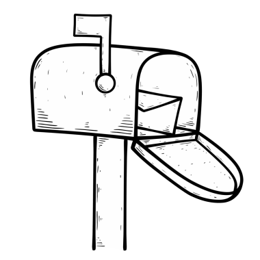 Beyaz arkaplanda çizgi film posta kutusu