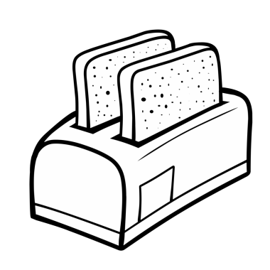 Ekmek ve ekmek kızartma makinesi beyaz arkaplanda izole