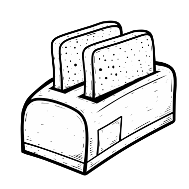 Ekmek ve ekmek kızartma makinesi beyaz arkaplanda izole