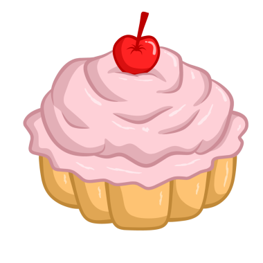 Vişneli pembe kek, illüstrasyon, beyaz arkaplanda vektör