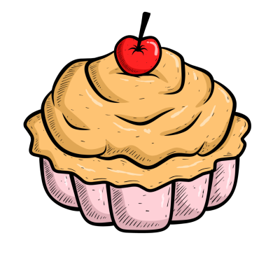 Elle çizilmiş çizgi film kekinin vektör çizimi.