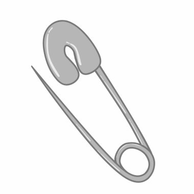 Beyaz arkaplanda güvenlik iğnesi izole edildi