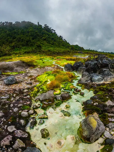 San Juan, Purac, Cauca 'daki doğal termal pınarların nefes kesici manzarası yemyeşil ve eşsiz kaya oluşumları sergiliyor.