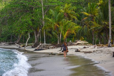 Sapzurro, Choco, Kolombiya 'da yoğun yeşil yapraklarla çevrili sakin bir orman yolu, doğa keşfi için mükemmel.
