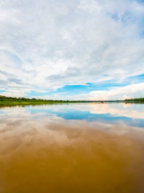 Leticia, Amazonlar 'da palmiye ağaçları ve canlı yeşilliklerle kaplı manzaralı bir tropikal şerit Kolombiya' nın Amazon yağmur ormanlarının doğal güzelliklerini gözler önüne seriyor..