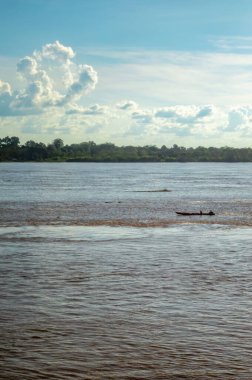 Suya batırılmış bir kaymanın yakın plan çekimi karmaşık pullarını Leticia, Kolombiya 'daki Amazon yağmur ormanlarının zengin biyolojik çeşitliliğinde sergiliyor..
