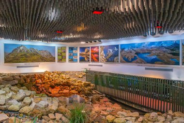 Bogot Botanik Bahçesi 'nde düzgünce budanmış çitlerle kaplı, bulutlu gökyüzünün altında canlı yeşillikler sergilenen sakin bir patika.