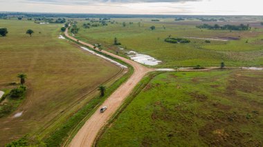 Kolombiya, Casanare 'de yemyeşil çimlerin üzerinde duran görkemli bir leylek doğanın güzelliğini yakalıyor..