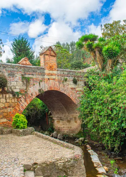 Mongui, Boyac, Kolombiya 'da çanak çömlek ve yeşillikle süslenmiş canlı bir duvar, yerel işçilik ve doğal güzellik sergiliyor..