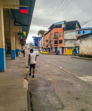 Bahia Malaga, Valle del Cauca 'da yemyeşil ve yumuşak dalgalarla çevrili sakin bir sahil manzarası..