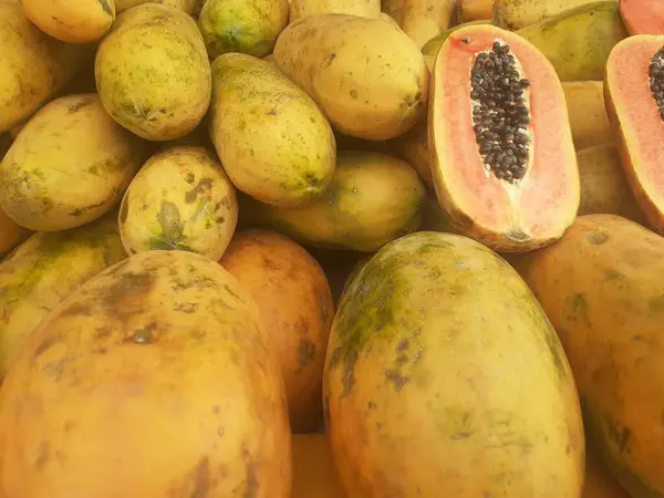 Färsk Söt Asiatisk Tropisk Papaya Frukt Säljs Frukt Leverantörer Traditionella — Stockfoto