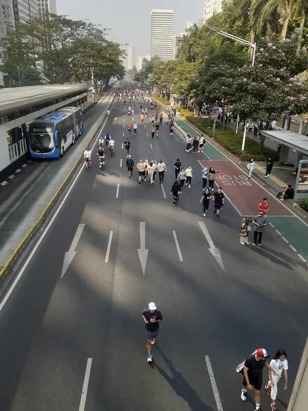 Jacarta Indonésia Setembro 2023 Domingo Dia Livre Carros Pessoas São — Fotografia de Stock