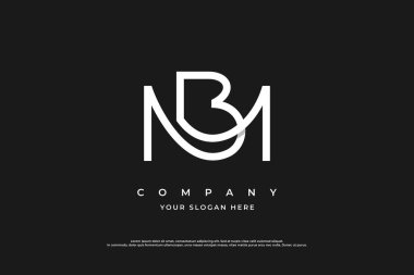 İlk Harf BM Logosu veya MB Logo Tasarım Vektörü Şablonu