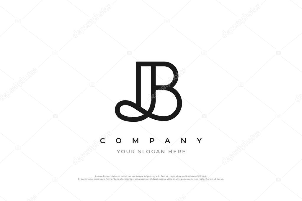 Initial Letter B or JB Monogram Logo Design Vector