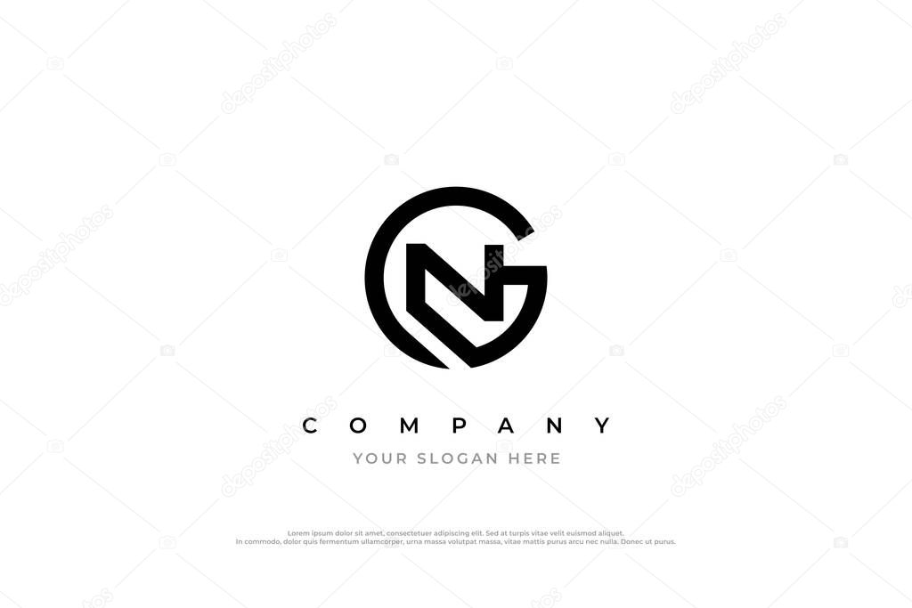 Initial Letter NG Logo or GN Monogram Logo Design Vector