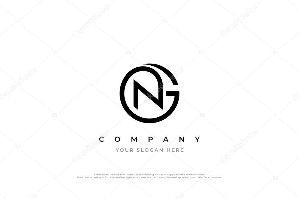 Initial Letter NG or GN Monogram Logo Design
