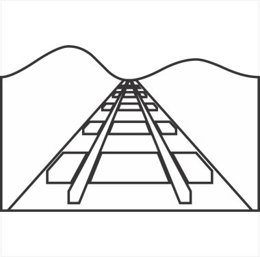 Vector, Demiryolu simgesi resmi, siyah beyaz, şeffaf arkaplan