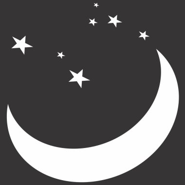 Siyah arkaplanda siyah beyaz simge illüstrasyonu.