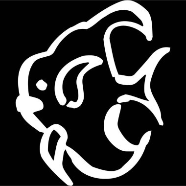 Siyah arkaplanda siyah beyaz simge illüstrasyonu.