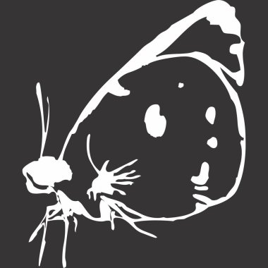 Icon image illustration, black and white color, on black background.