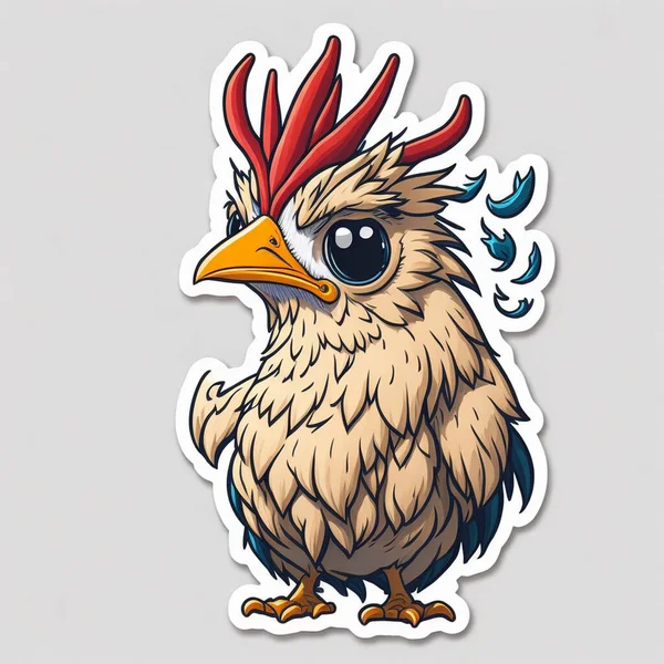 Artificial intelligence, sticker, cartoon cute Rooster, white background, Vermeer style, 12K, high quality, HD, octane render, cinematic lighting