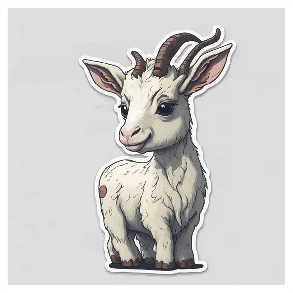 Image of, sticker, cartoon cute Goat, full color, with transparent background.