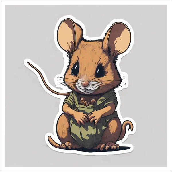 Image of sticker, cartoon cute Mouse, full color. With a transparent background.