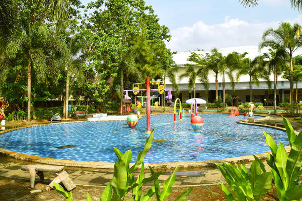Cirebon, Indonesia - June 09, 2024 : The atmosphere of Sangkan Park, which is one of the largest water parks in the Kuningan area, West Java, Indonesia