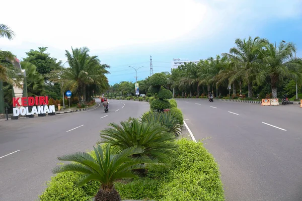 Kediri Indonesia Junio 2023 Fotografía Una Carretera Cerca Simpang Lima — Foto de Stock