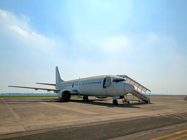 Surabaya Indonésia Agosto 2023 Avião Quintal Aeroporto Juanda Surabaya — Fotografia de Stock