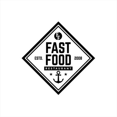 Fast Food Vintage Retro Logo Tasarım Şablonu
