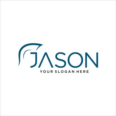 J vektörü logo dizayn şablonlu Spartalı savaşçı gladyatörün negatif uzayı 