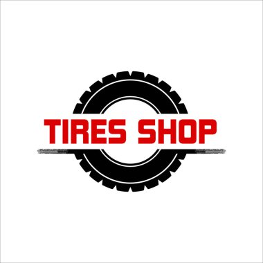 Lastik dükkânı logosu otomotiv şablonu tekerlek kamyonu çamuru yol silueti dışında.