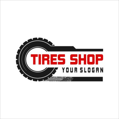 Lastik dükkânı logosu otomotiv şablonu tekerlek kamyonu çamuru yol silueti dışında.