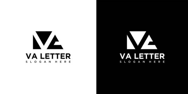 Creative and Minimalist Letter VA Logo icon Design in Black and White Color