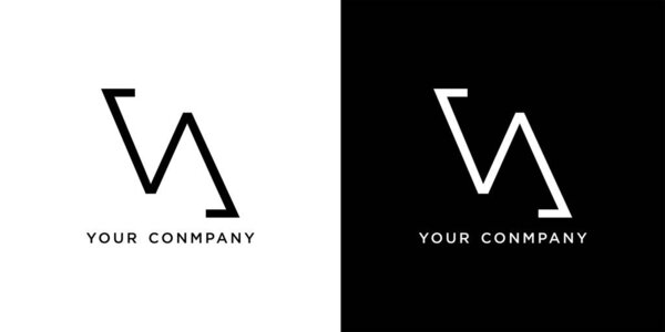 Creative and Minimalist Letter VA Logo icon Design in Black and White Color