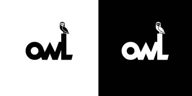 Baykuş logosu tasarımı hayvan vektör şablonu