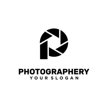 Lens fotoğraf logosu tasarım şablonu olan ilk harf P