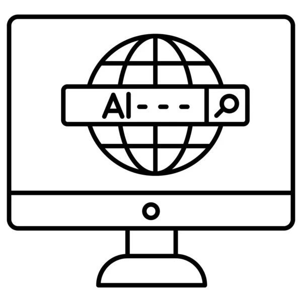Computernetwerk Icoon Vector Internetsymbool Witte Achtergrond Geïsoleerd Illustratief Instelbare Slag — Stockfoto