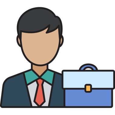 Evrak çantası avatar karakter vektör çizimi tasarımı ile iş adamı